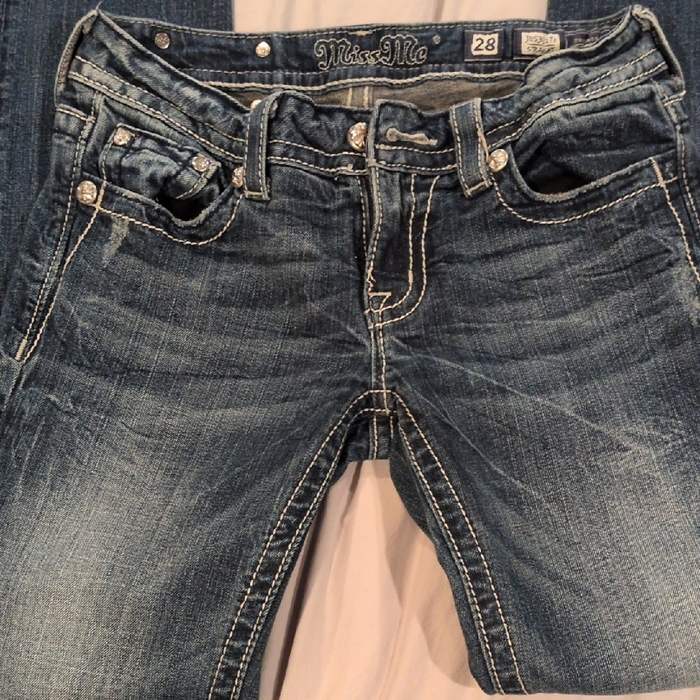 Miss Me Women's Distressed Blue Boot Cut Jeans